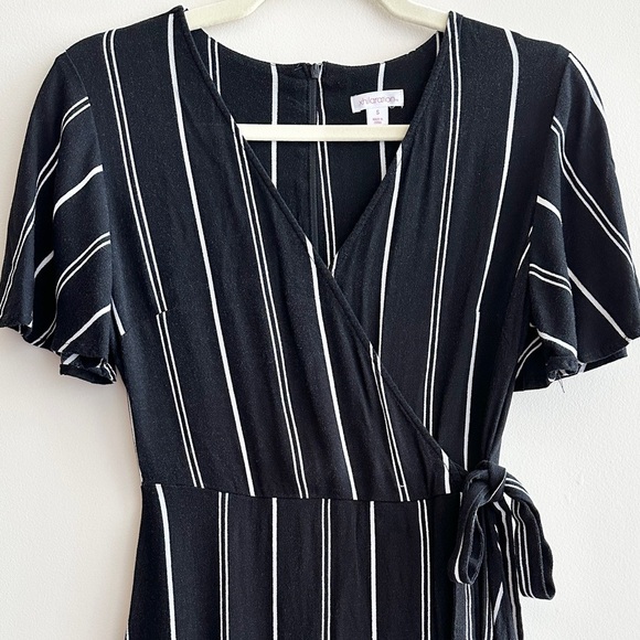 xhilaration Black and White Striped V-Neck Wrap Mini Dress, Size Small - Picture 3 of 16